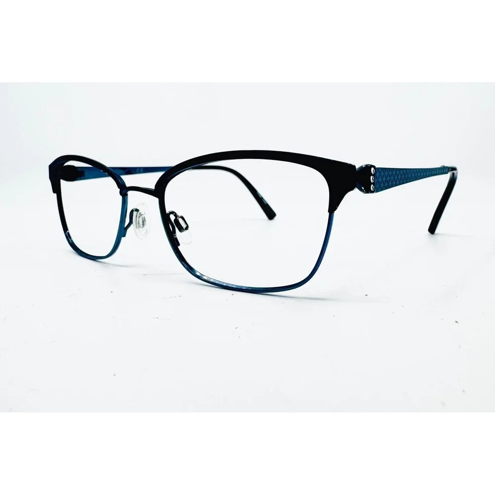 Flexon Gloria Eyeglasses Womens Blue Black Full Rim Frames 54-17-135 412